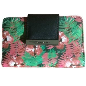 Tahari tropical design Vegan Leather wallet NWT